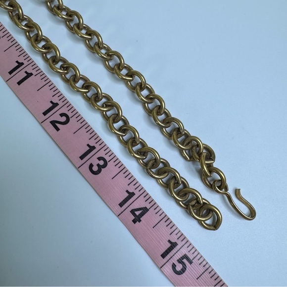 Monet Round Pendant Necklace Embossed Swirl Bronzed Antiqued Large Link Chain - Picture 6 of 9